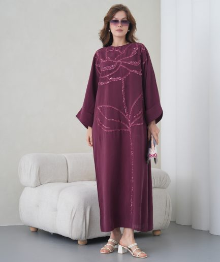 Boncuk İşlemeli Cupra Elbise