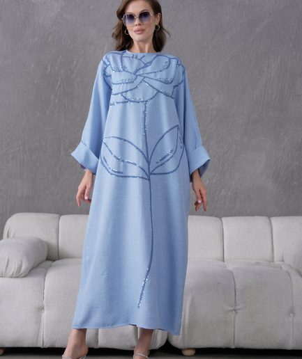 Boncuk İşlemeli Cupra Kimono Hırka Ve Pantolon Takım