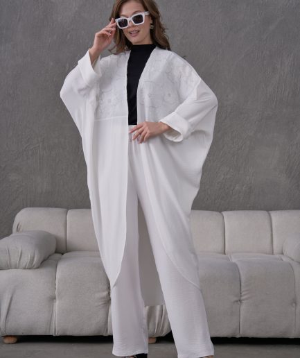 Boncuk İşlemeli Aerobin Kimono Hırka Ve Pantolon Takım