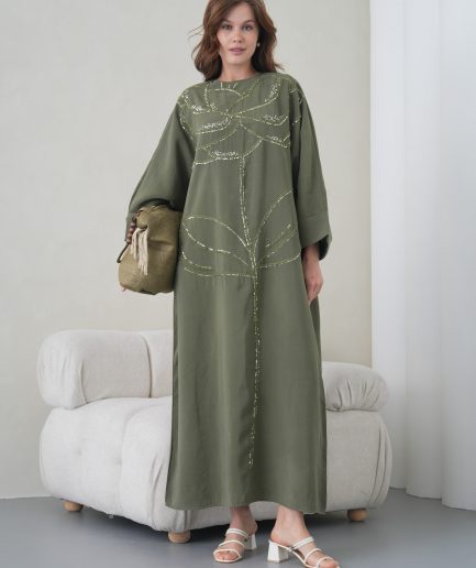 Boncuk İşlemeli Cupra Elbise