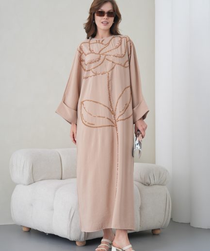 Boncuk İşlemeli Cupra Elbise