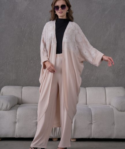 Boncuk İşlemeli Aerobin Kimono Hırka Ve Pantolon Takım