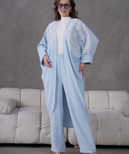 Boncuk İşlemeli Aerobin Kimono Hırka Ve Pantolon Takım