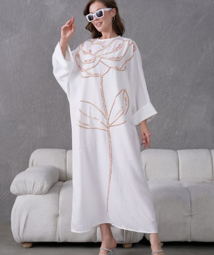 Boncuk İşlemeli Cupra Kimono Hırka Ve Pantolon Takım